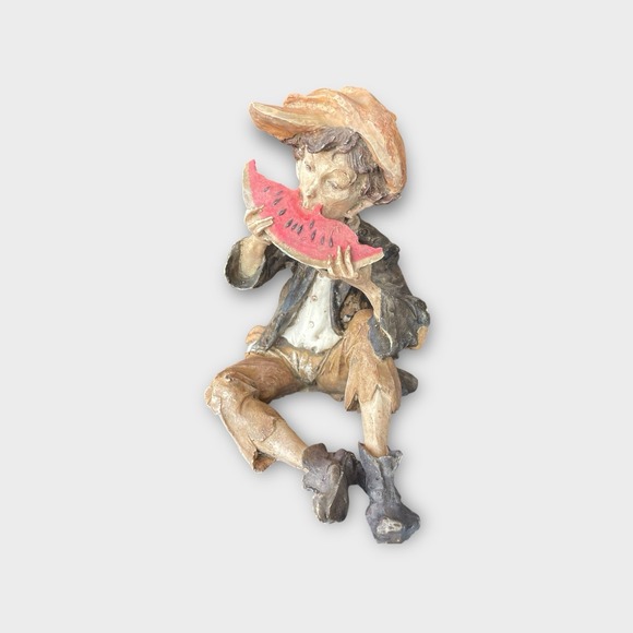 Vintage Figurine of Giuseppe Armani Capodimonte Boy‎ Eating A Watermelon 7